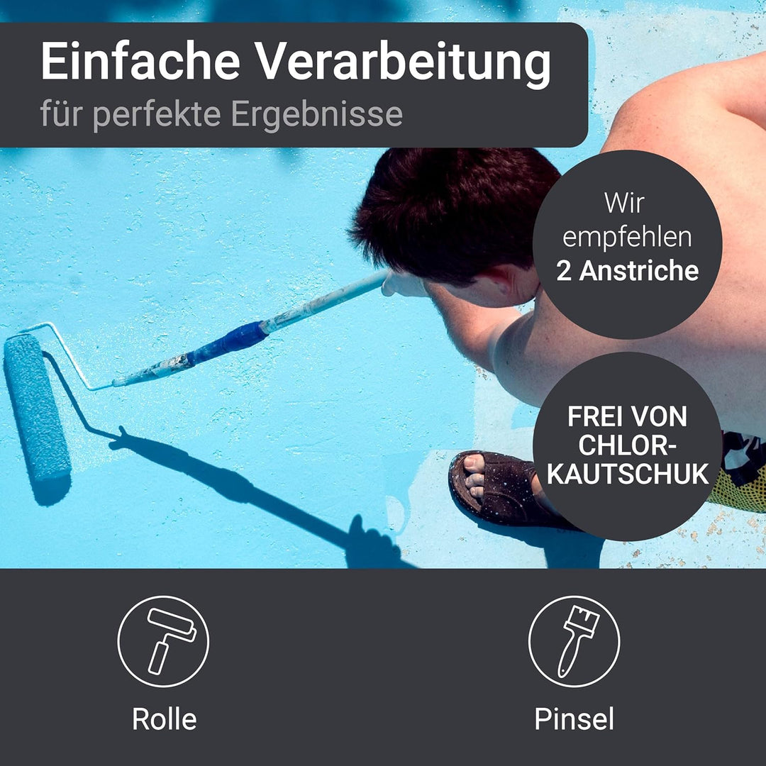 WO-WE Schwimmbadfarbe Poolfarbe Schwimmbeckenfarbe Lichtblau ähnl. RAL 5012-750ml RAL 5012 ähnl. Lic