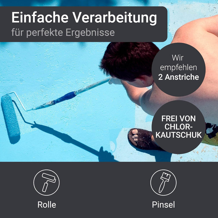 WO-WE Schwimmbadfarbe Poolfarbe Schwimmbeckenfarbe Lichtblau ähnl. RAL 5012-10L RAL 5012 ähnl. Licht