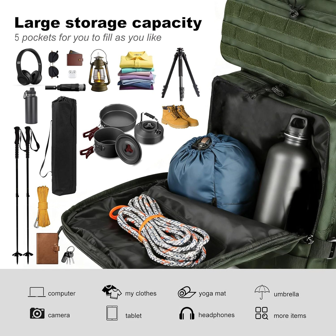 Militär Rucksack Herren,45L Gross Rucksack Wasserdicht Outdoor Assault Survival Wanderrucksack Herre