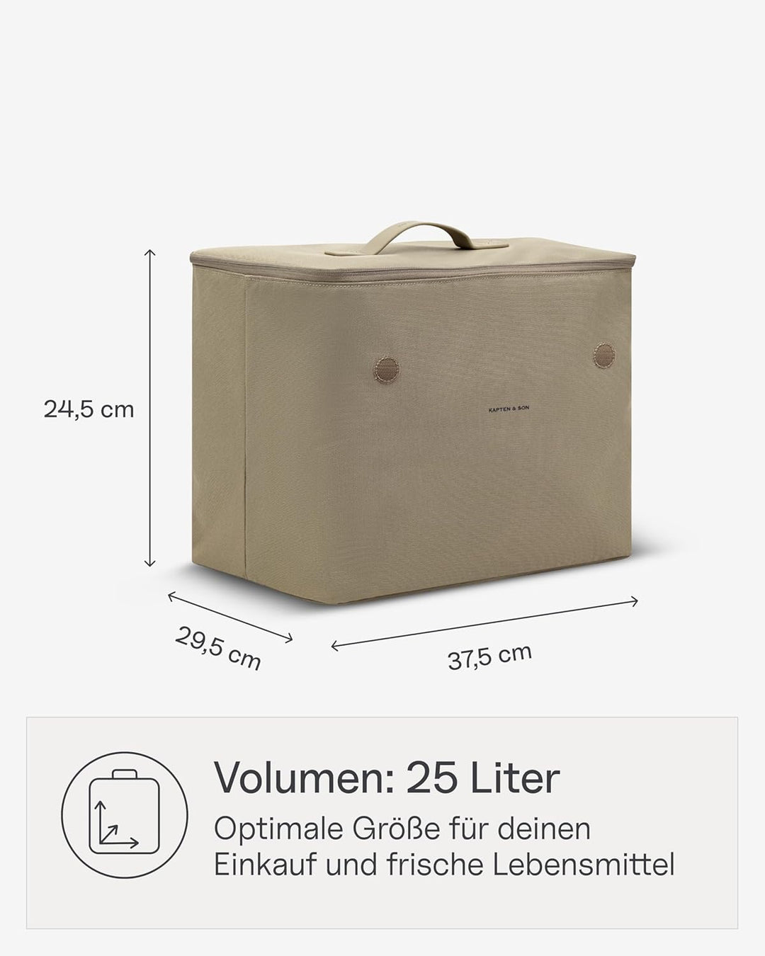 Kapten & Son Vaasa Cooling Inlay Large Khaki | 25L Thermotasche aus recyceltem PET für Shopping Bask