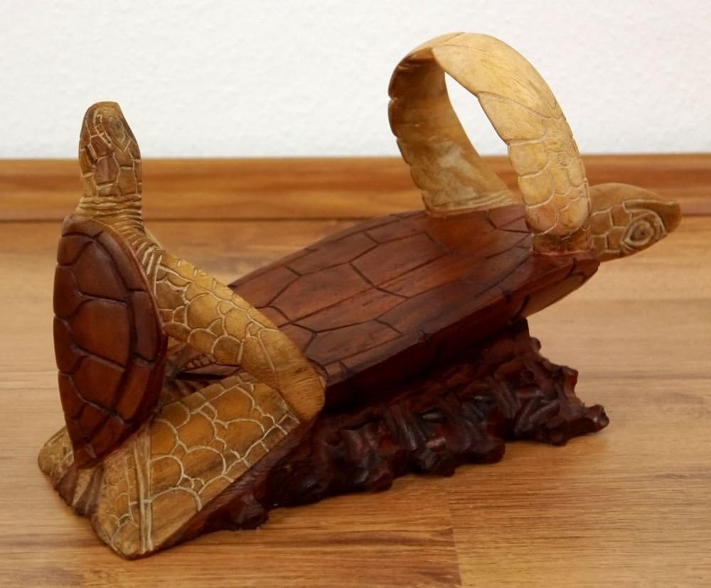 livasia Weinflaschenhalter Bali, Schildkröte liegend, Flaschenhalter, Flaschenständer (Handarbeit)