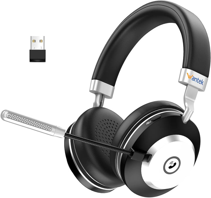 Wantek Kabelloses Headset, Bluetooth Headset mit Mikrofon USB-Dongle, Kabelloses Headset mit Mikrofo