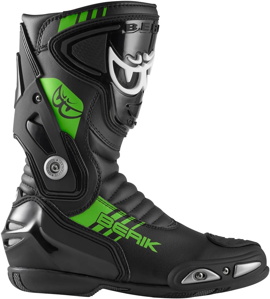Berik Shaft 3.0 Motorradstiefel, schwarz/grün, 48 Schwarz Grün 48 EU, Schwarz Grün 48 EU
