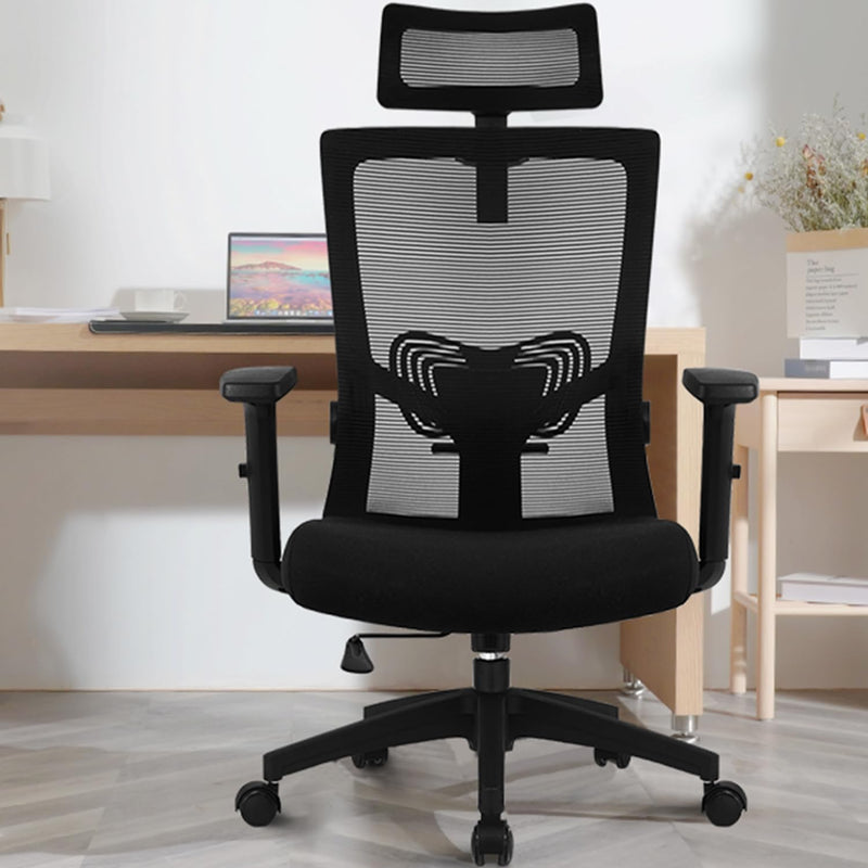 Daccormax Bürostuhl Ergonomisch, Schreibtischstuhl mit Verstellbarer Kopfstütze, Armlehnen, Lendenwi