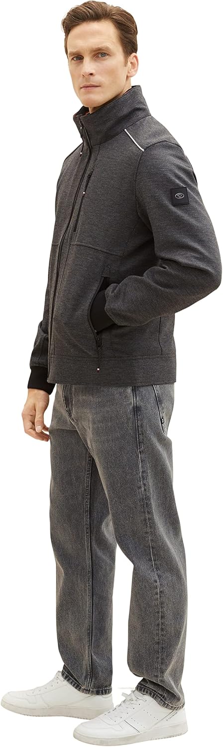 TOM TAILOR Herren Casual Blouson Jacke mit Abnehmbarer Kapuze im Kragen XL 31109-anthracite Knitted