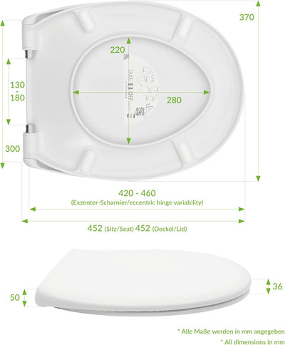 LUVETT® Toilettendeckel mit Absenkautomatik C770 oval, WC-Sitz mit 3 Befestigungsvarianten zur Wahl,