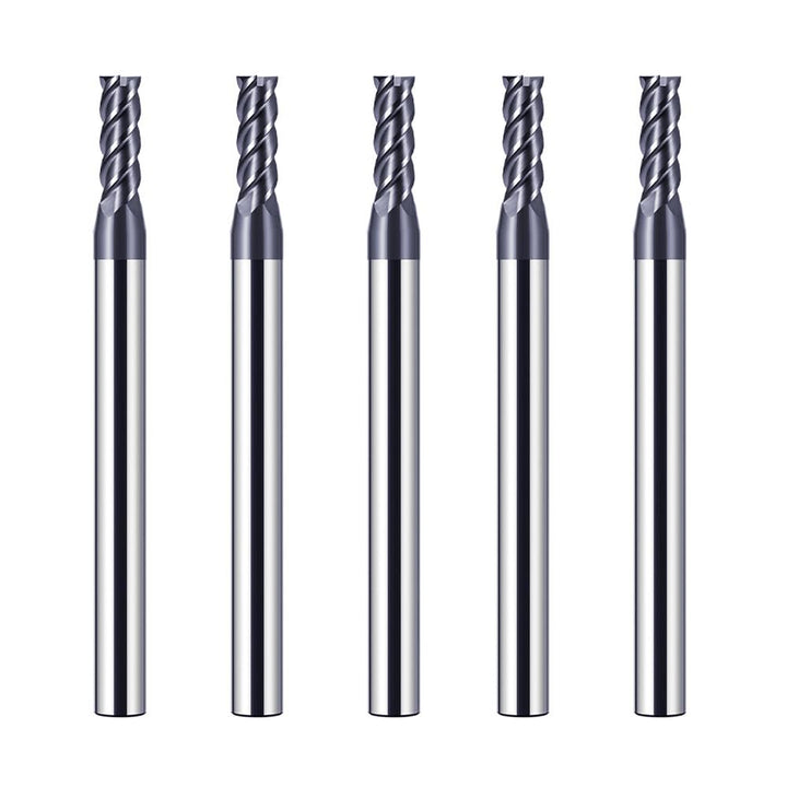 5 Stücke Hartmetall Schaftfräser 3mm, 4 Zähne/4 Schneiden CNC Fräser, HRC 55, AlTiN Schwarz Beschich