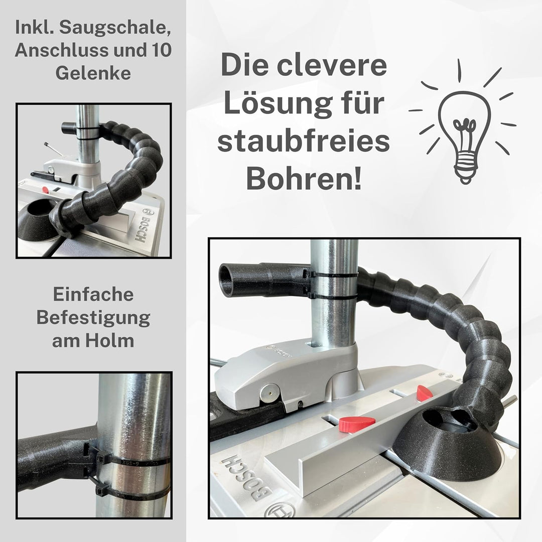 Saugrüssel Absaugung passend für Bosch PBD40 u.Ä. | Komplett mit 10 Gelenken | Passend für viele Mod