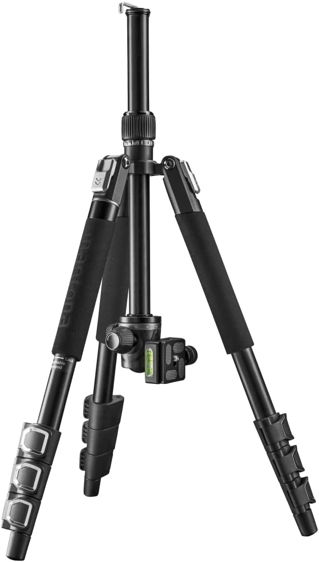 Mantona DSLM Travel Evolution 224 - leichtes Allround Reisestativ mit Vollausstattung, 360° Panorama