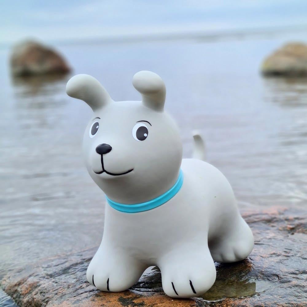 GERARDO'S Toys Gerardos My First Jumpy Hüpfspielzeug Grau Hund für drinnen und draussen, Hüpftier Ki