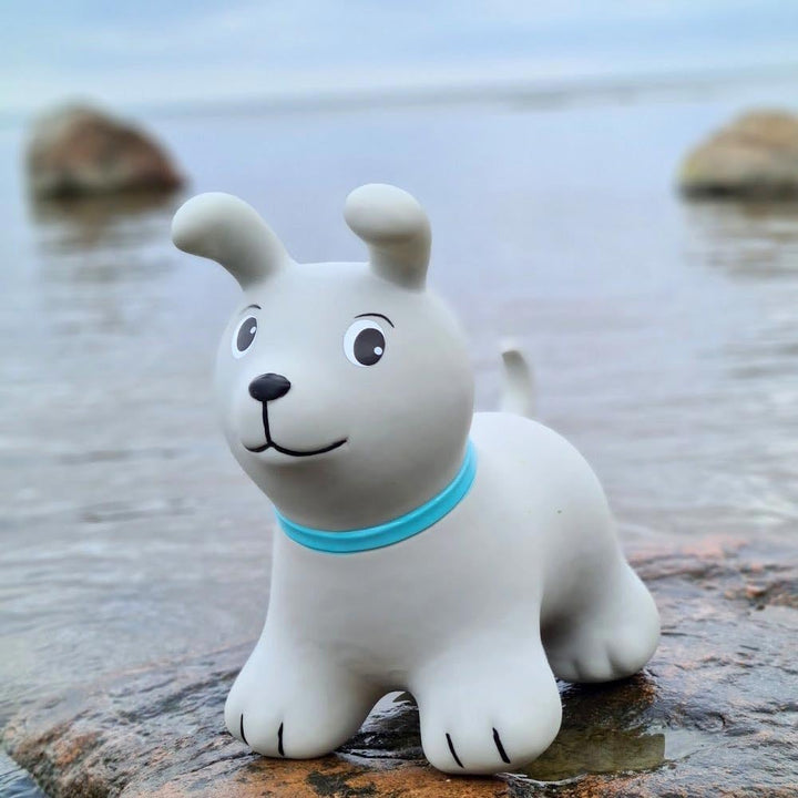GERARDO'S Toys Gerardos My First Jumpy Hüpfspielzeug Grau Hund für drinnen und draussen, Hüpftier Ki