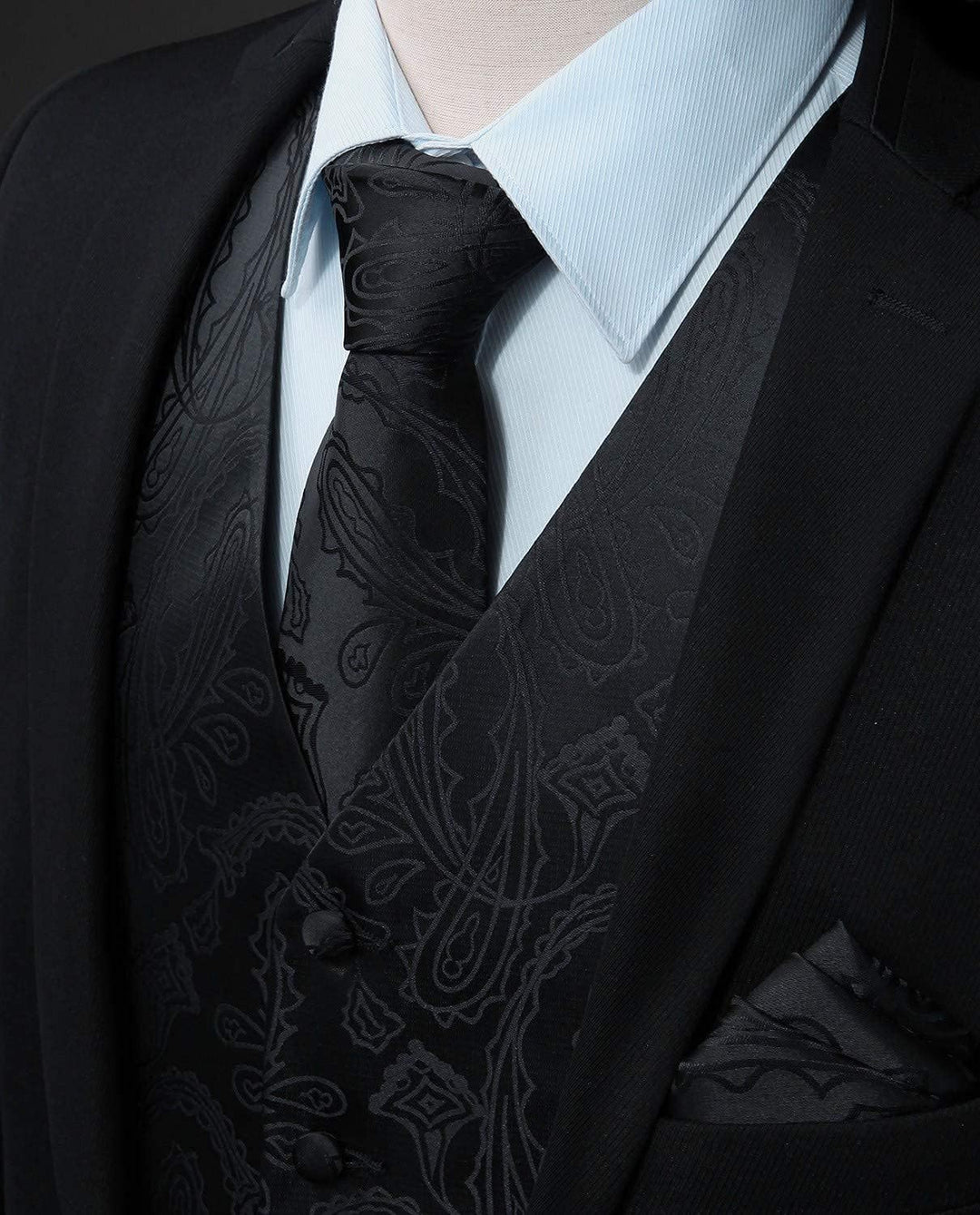 Enlision Herren Paisley Floral Jacquard Weste & Krawatte und Pocket Square Weste Anzug Set M Gold, M