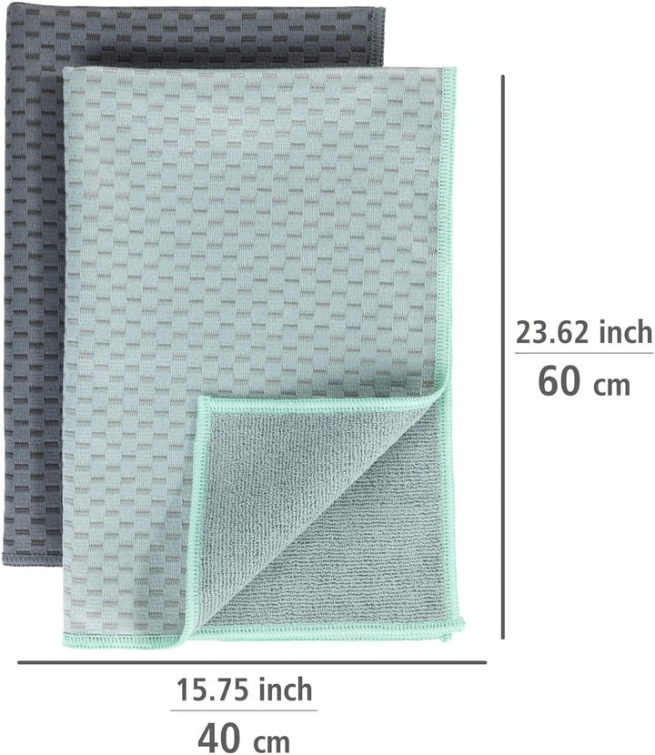 WENKO Mikrofaser Geschirrtücher Miko 2er Set, 2 Handtücher, Polyester, Grau, 40 x 0 x 60 cm, 5474110