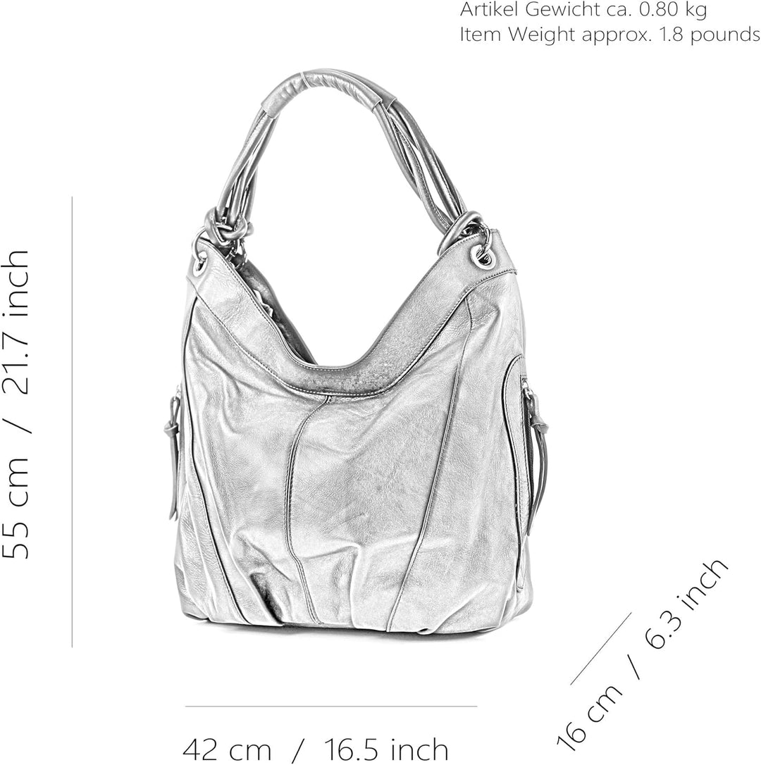 modamoda de - Z18 - ital Damenhandtasche aus Leder/Nappaleder Braungrau2021, Braungrau2021