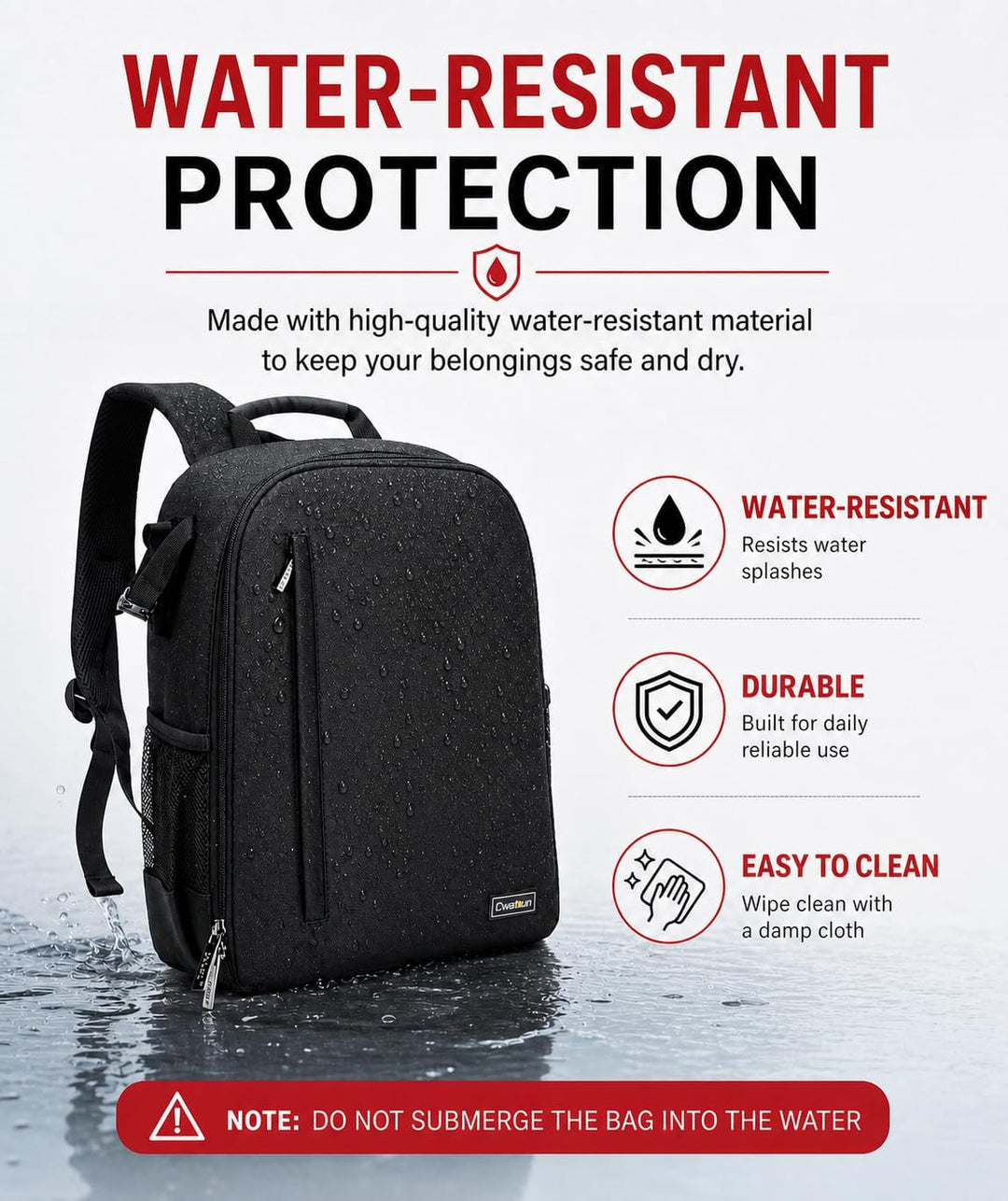 Cwatcun Kamerarucksack Wasserbeständig Fotorucksack Professioneller Kameratasche für spiegellose DSL