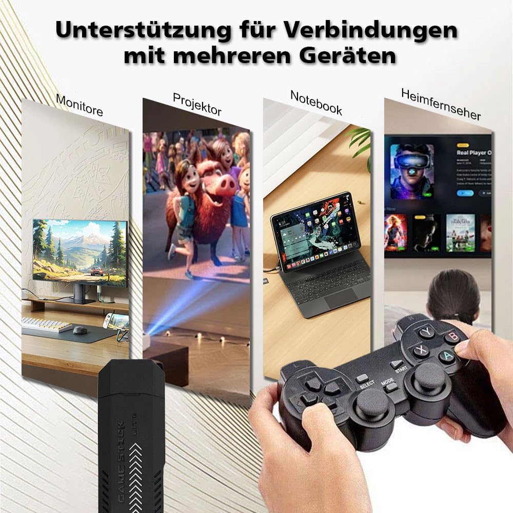 M8 Retro Spielkonsolengriff, mit 2 drahtlosen Spielcontrollern, über 20.000 Spiele, perfekte Spielge