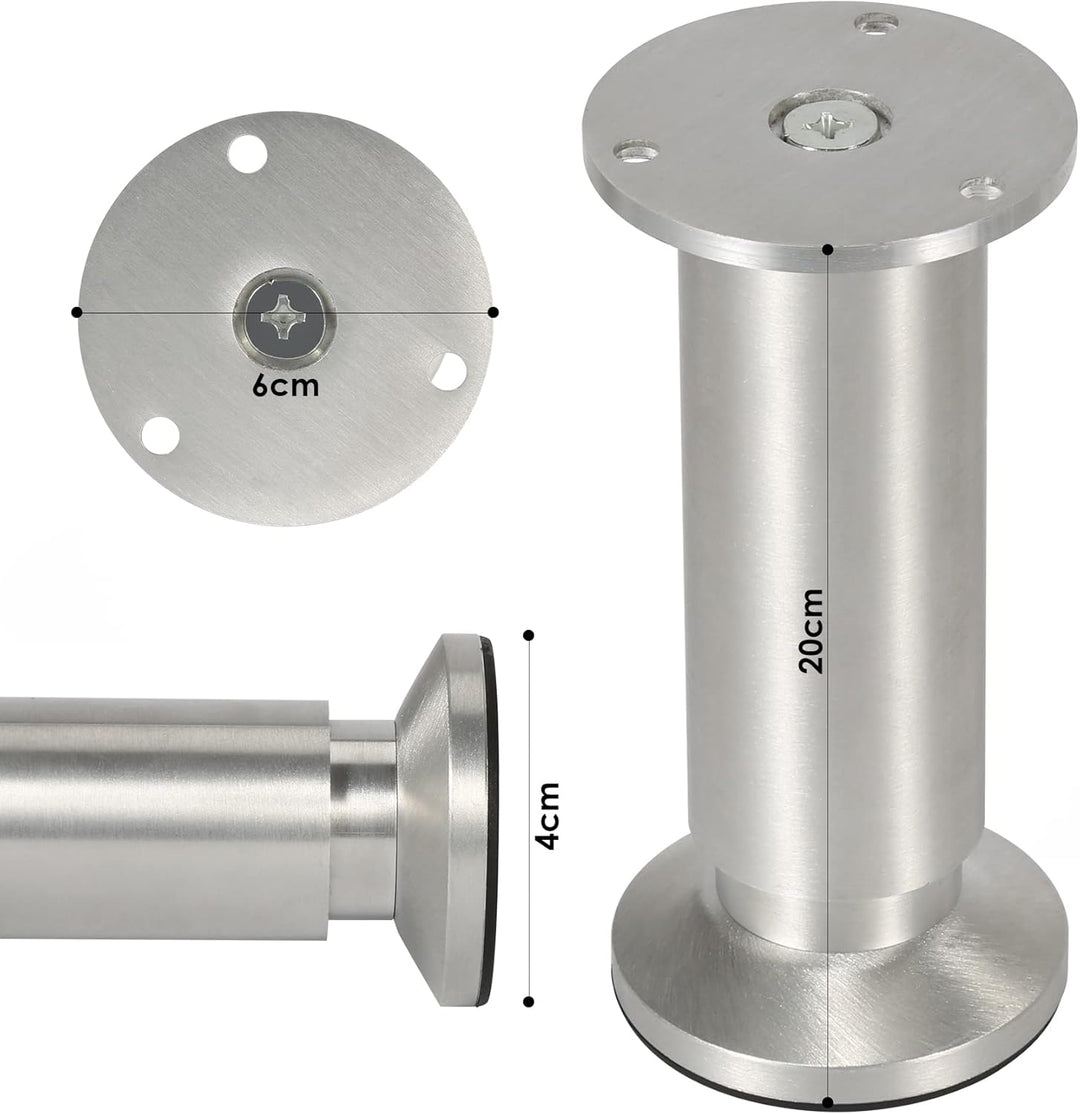 Gimisgu Aluminium Möbelfüsse 12er Set,Runde Möbelfuss Sockelfuss,Höhe 200mm,Höhenverstellbar:15mm,Be