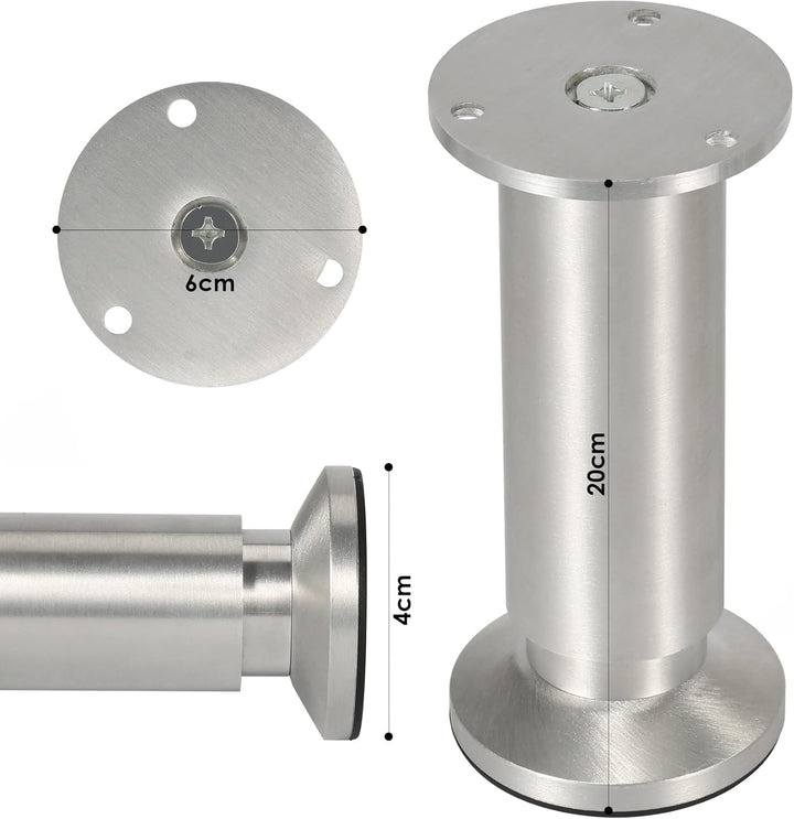 Gimisgu Aluminium Möbelfüsse 12er Set,Runde Möbelfuss Sockelfuss,Höhe 200mm,Höhenverstellbar:15mm,Be