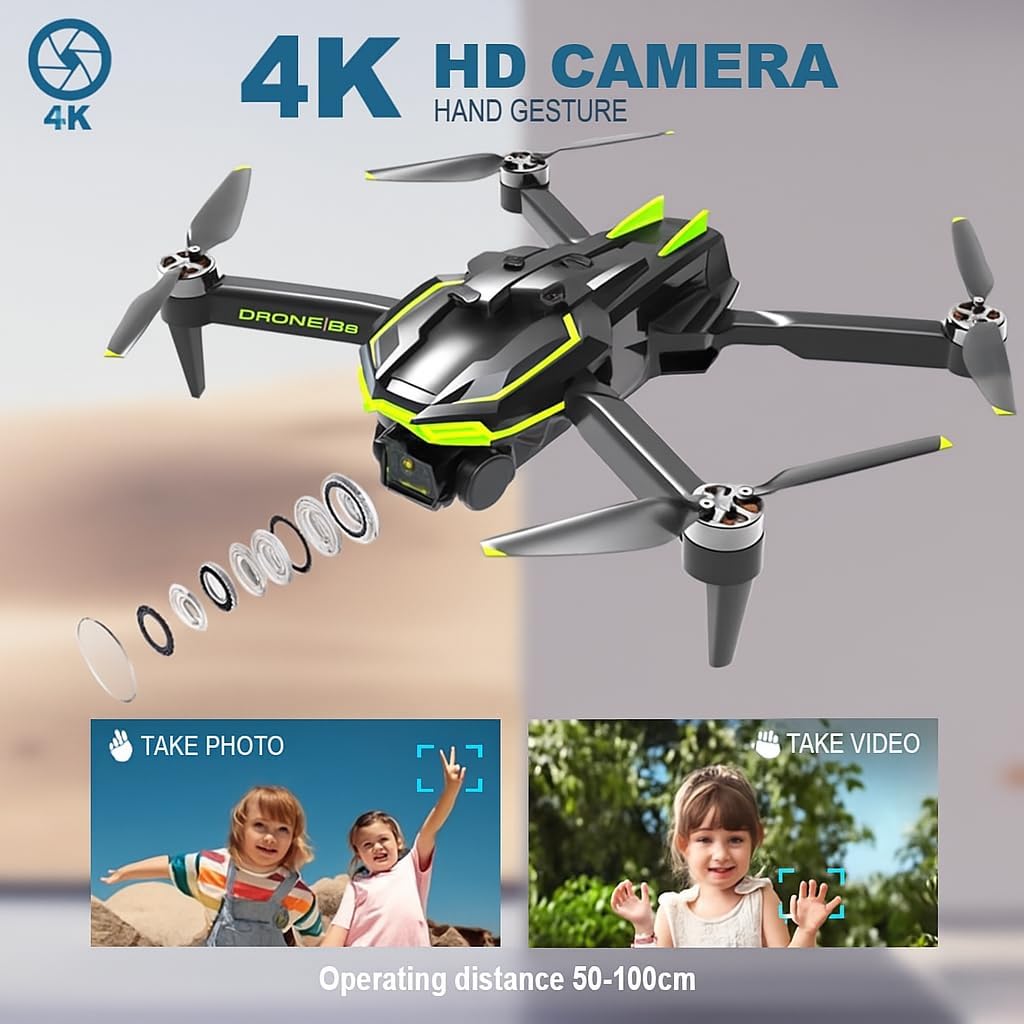 Drohne mit Kamera 4K für Kinder und Erwachsene mit Bürstenlose Motor, Faltbar Quadcopter mit WiFi Üb