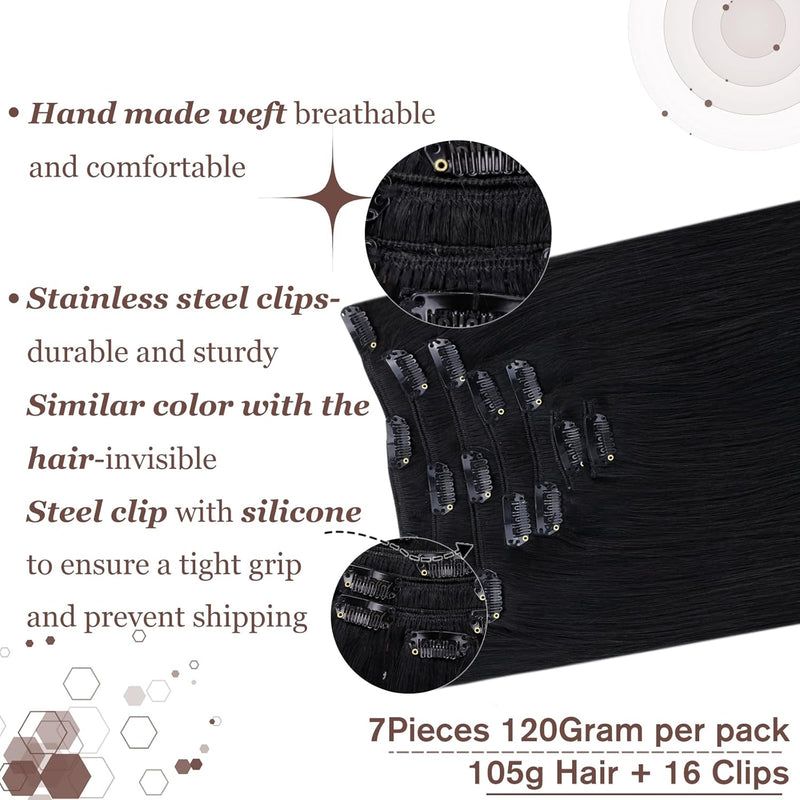 Hetto Clip in Echthaar Extensions Schwarz Echthaar Clip in Extensions Remy Clip in Extensions Haarve