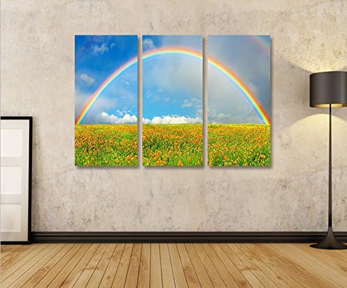 islandburner Bild Bilder auf Leinwand Regenbogen 3p XXL Poster Leinwandbild Wandbild Dekoartikel Woh