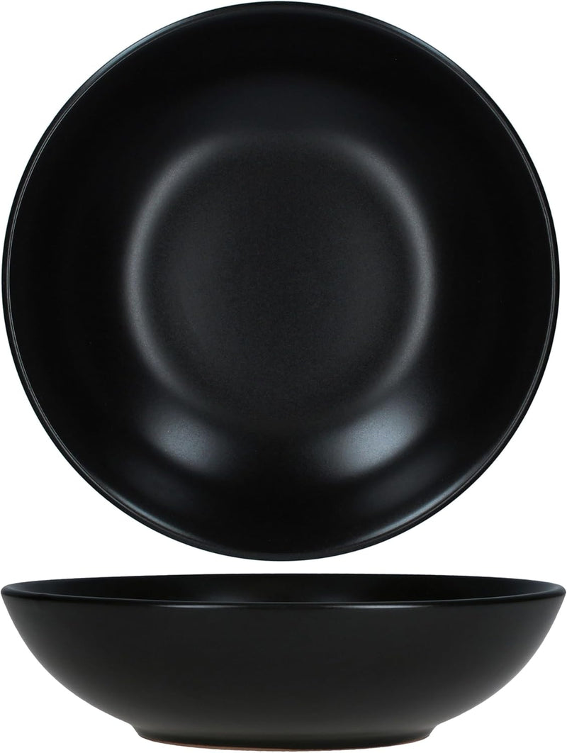 MamboCat Panther 6er Set Suppenteller schwarz I 420ml I matte tiefe Steingut-Teller für 6 Personen I