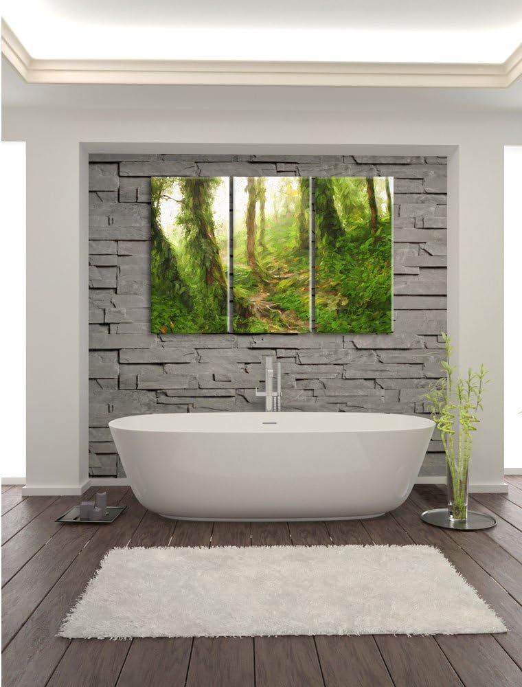 Pixxprint Tropischer La Selva Dschungel Pinsel Effekt 3-Teiler Leinwandbild 120x80 Bild auf Leinwand