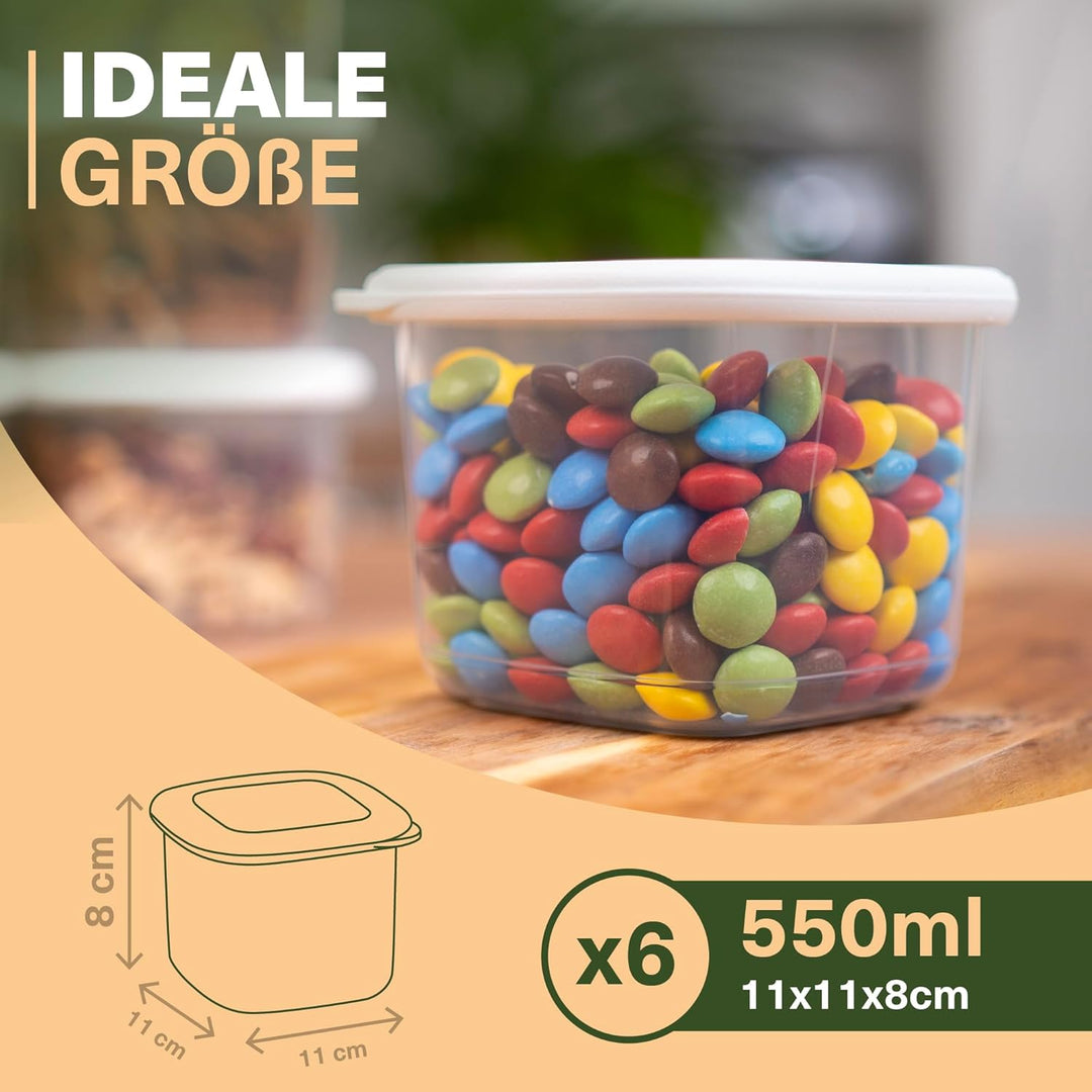 Vorratsdosen mit Deckel Luftdicht, 6er Vorratsbehälter Set BPA-Frei, Vorratsdose zur Müsli Mehl Aufb