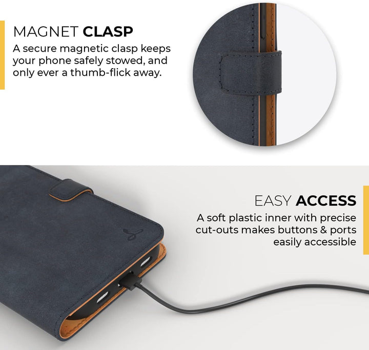 Snakehive iPhone 13 Hülle Leder | Stylische Handyhülle mit Kartenhalter & Standfuss | Handyhülle Sch