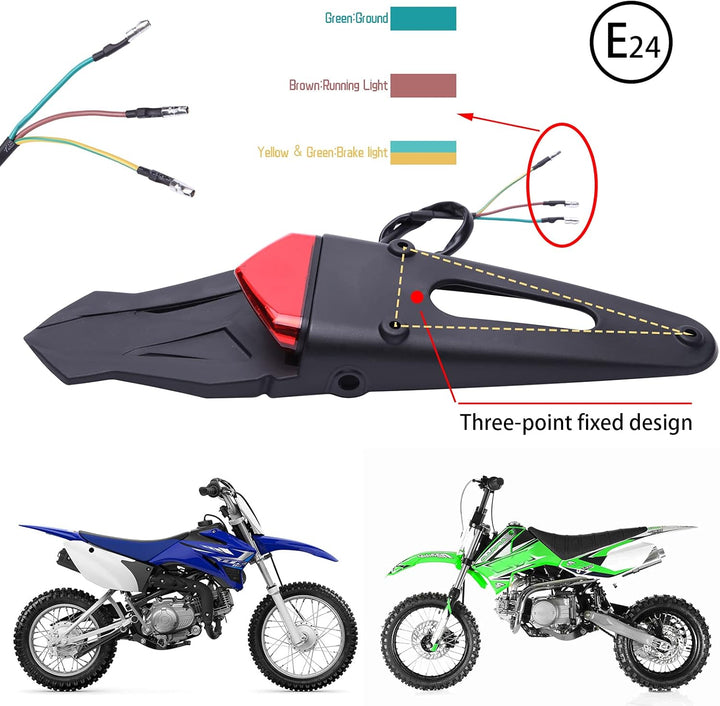 JMTBNO LED Motorrad Rücklicht E-geprüft mit Kennzeichen Halterung Rotem LED Bremslicht Weisse Kennze