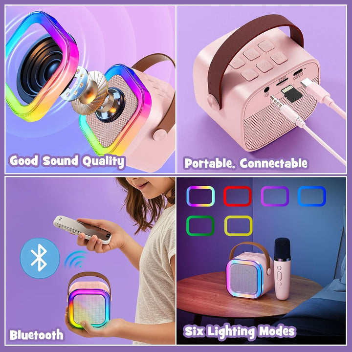 G.C Einhorn Geschenke für Mädchen 6-12 Jahre, Mini Karaoke Maschine mit LED Kindermikrofon, Trinkfla