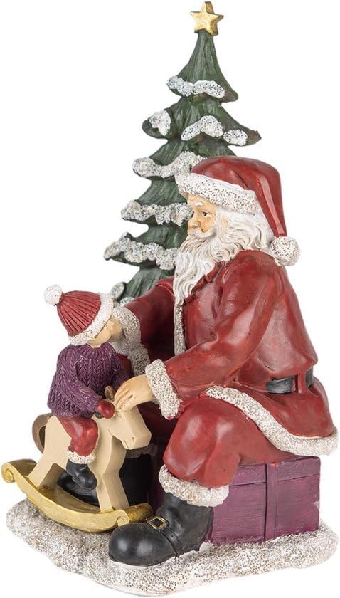 Clayre & Eef Figur Weihnachtsmann 16x13x22 cm Rot Grün Polyresin Weihnachtsdekoration