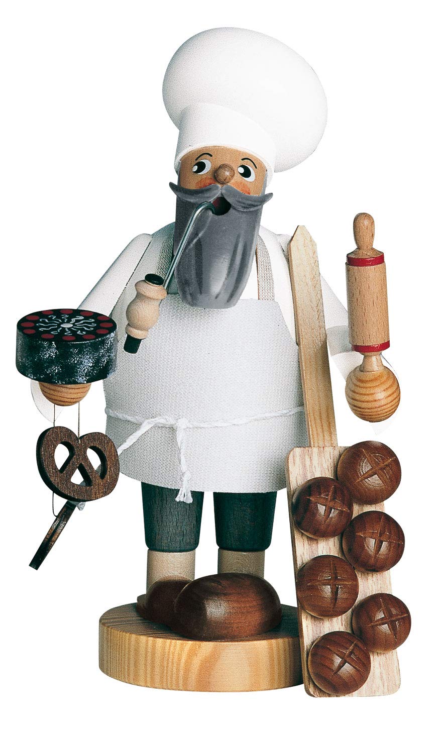 KWO Olbernhau Räuchermann Bäcker, 21 cm, Mehrfarbig