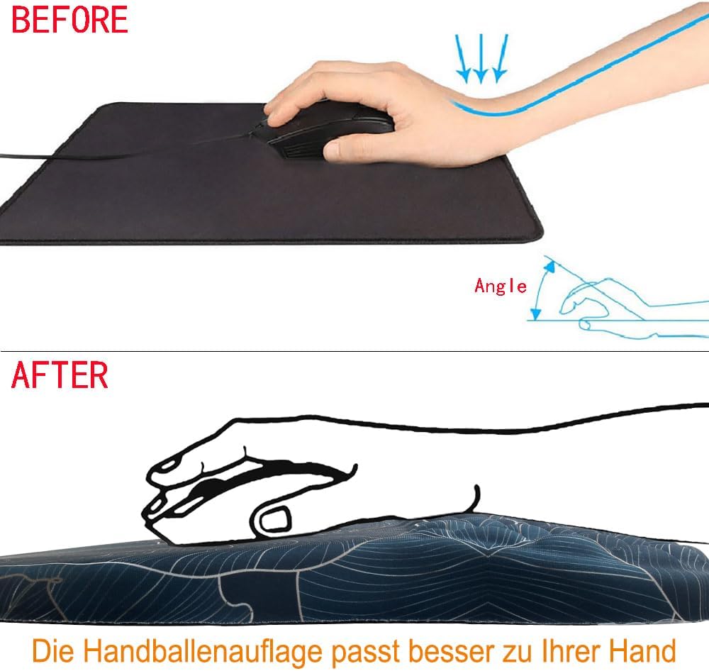 Mauspad mit Handgelenkauflage,Ergonomisches Mousepad zur Linderung von Schmerzen im Karpaltunnel, Me