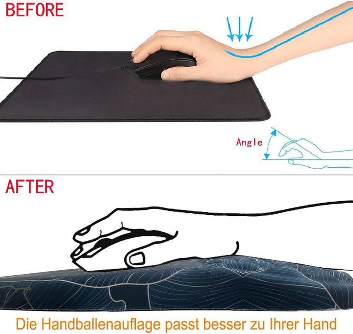 Mauspad mit Handgelenkauflage,Ergonomisches Mousepad zur Linderung von Schmerzen im Karpaltunnel, Me