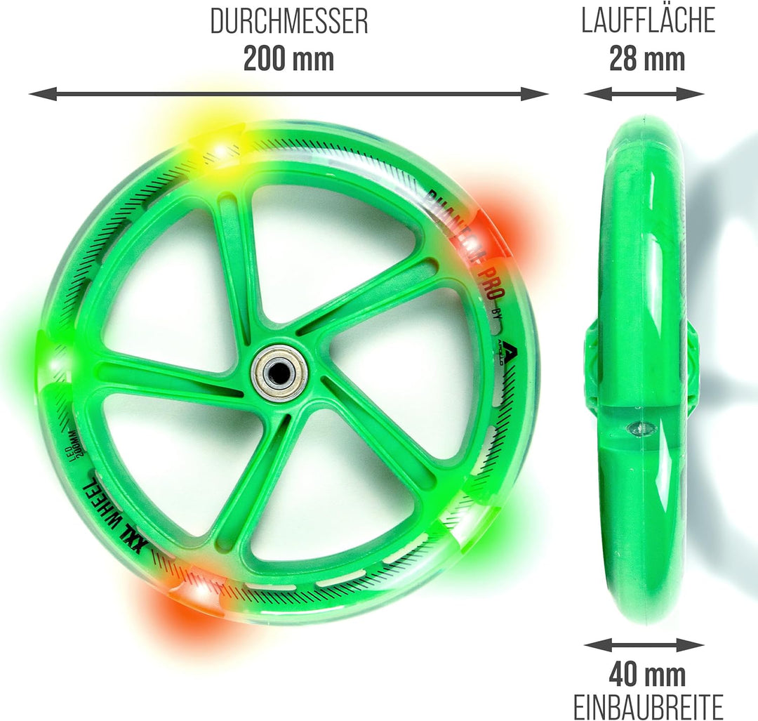 Apollo City Scooter 200mm Ersatzräderset - Pro Wheels mit ABEC 7 Kugellager, Roller Rad Ersatz-Räder
