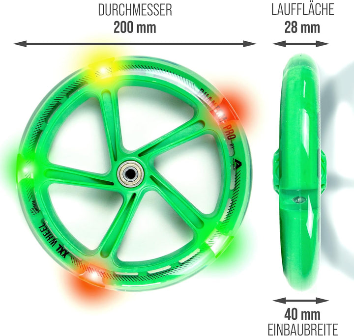Apollo City Scooter 200mm Ersatzräderset - Pro Wheels mit ABEC 7 Kugellager, Roller Rad Ersatz-Räder