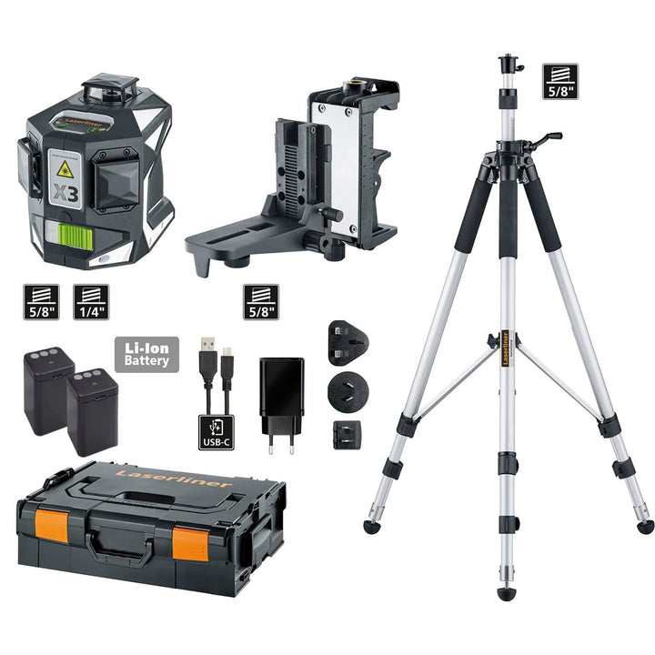Umarex Laserliner X3-Laser Pro Professionelle Kreuzlinienlaser (dreidimensionaler Laser, horizontal