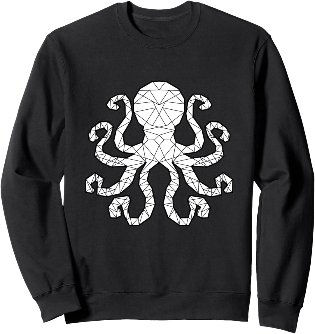 Oktopus Tier Geometrie Ozean Fisch Tauchen Meerestier Sweatshirt