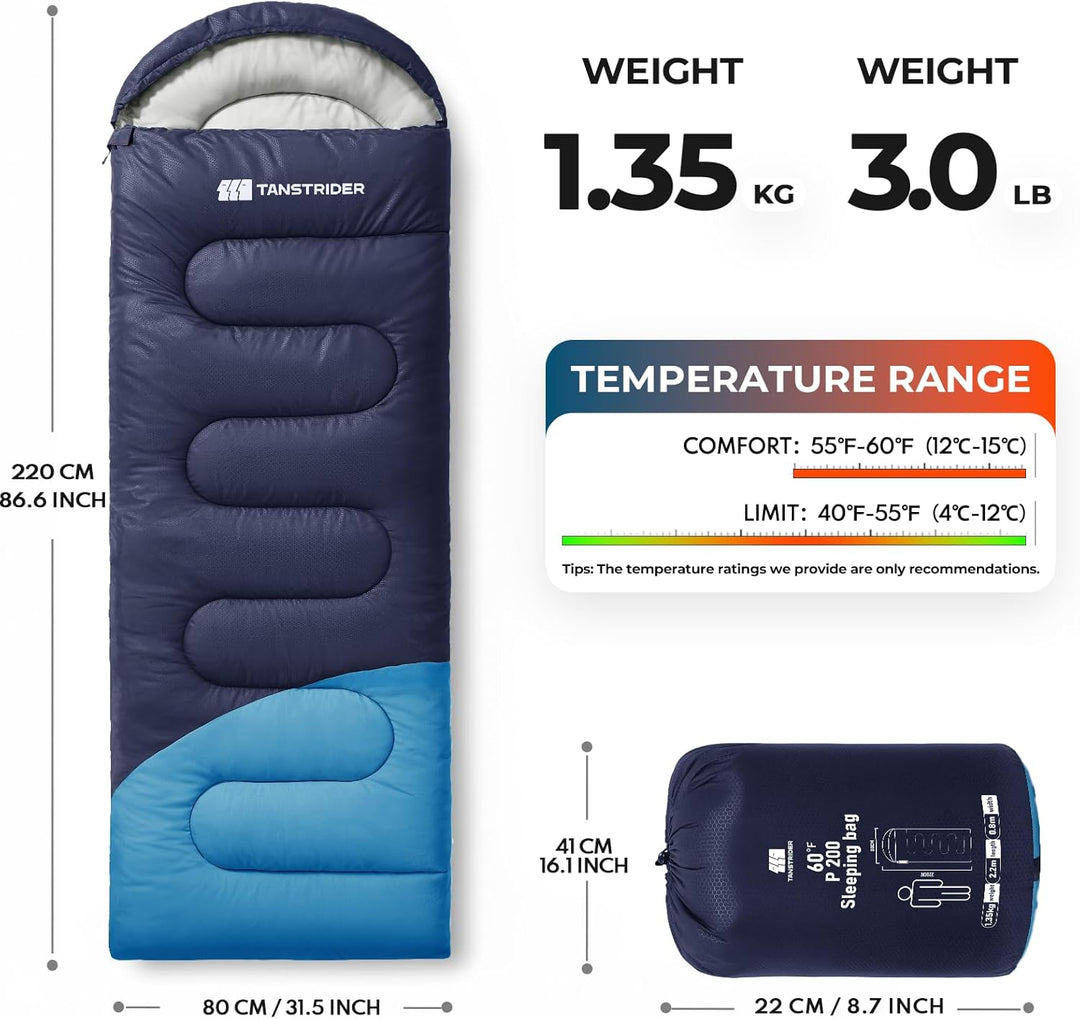 Schlafsack - 1,35 kg 3 Jahreszeiten-Deckenschlafsack, 2-in-1 Schlafsack Erwachsene, 10 °C bis 26 °C