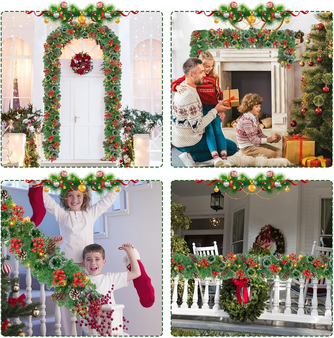 Timiyou Weihnachtsgirlande, 9Ft Tannengirlande mit Tannenzapfen und Rote Beere, Christmas Decoration