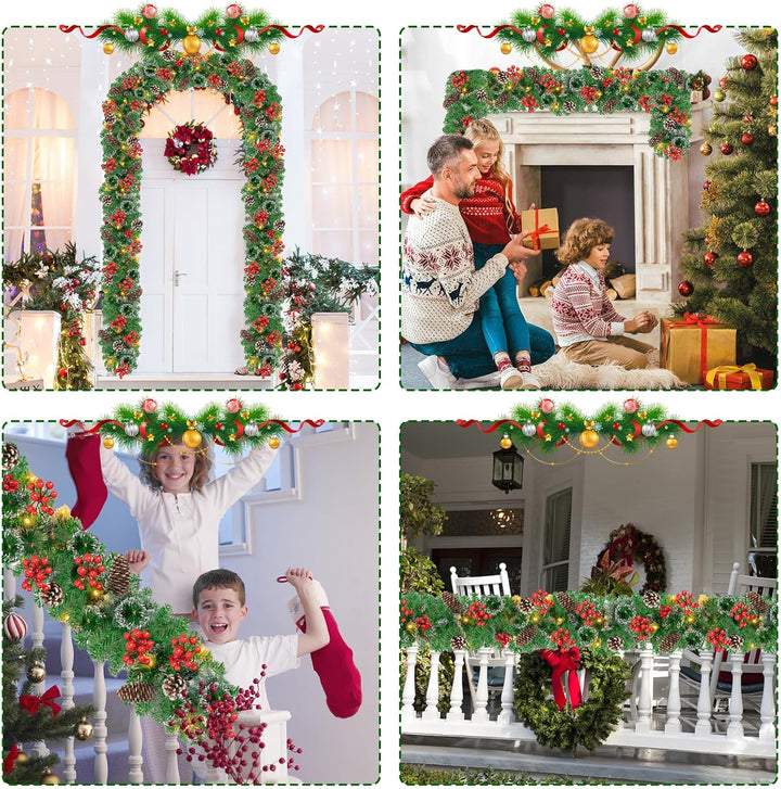 Timiyou Weihnachtsgirlande, 9Ft Tannengirlande mit Tannenzapfen und Rote Beere, Christmas Decoration