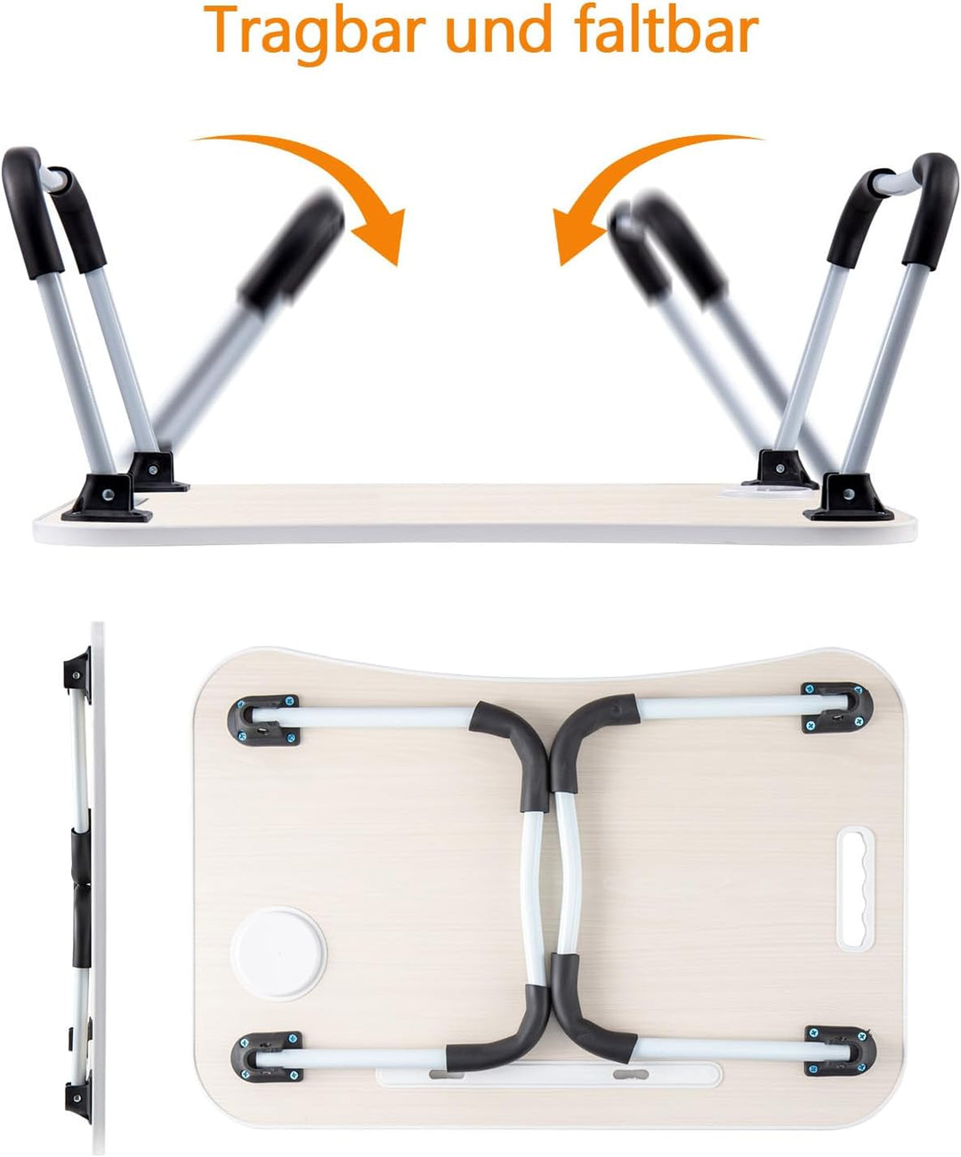 Laptoptisch Betttablett Tablet-Ständer & Becherhalter – Laptop Tisch für Bett, Sofa & Boden (60 x 40