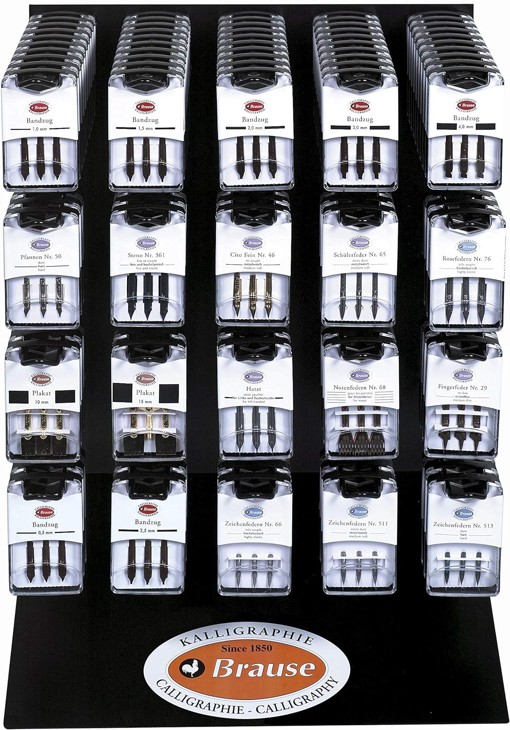 Brause 18015B Packung, mit 50 Feder Bandzug, 1, 5 mm, ideal für gotische Buchstaben, ideal für die K