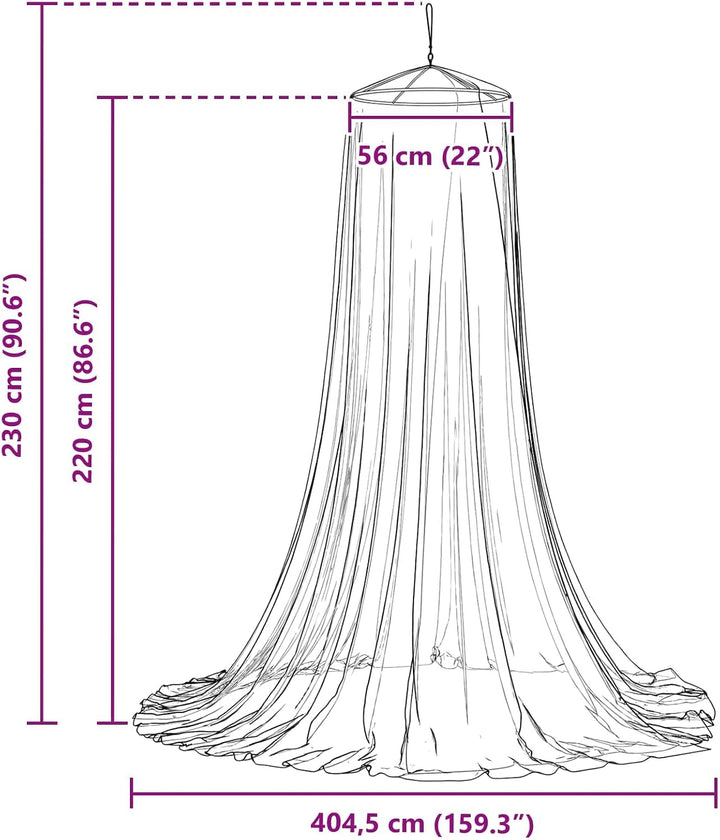 Moskito-Netz für das Bett, Mückennetz aus Polyester, 156 Mesh, ⌀56 x 220 cm, fliegengitter mit Haken