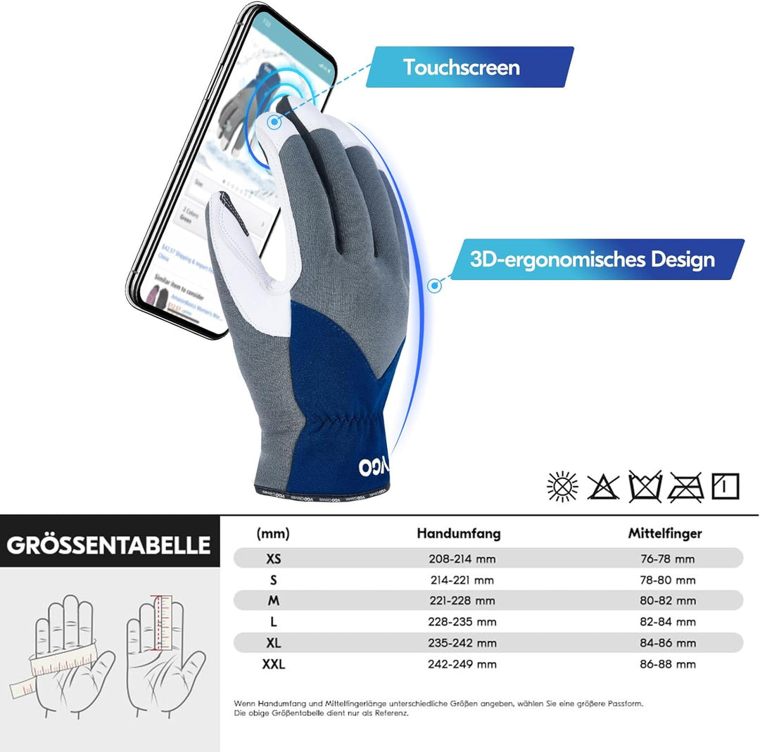 Vgo... Mechanikerhandschuhe,Rigger Handschuhe aus Leder für leichte Arbeiten, Anti-Abrasion Medium,