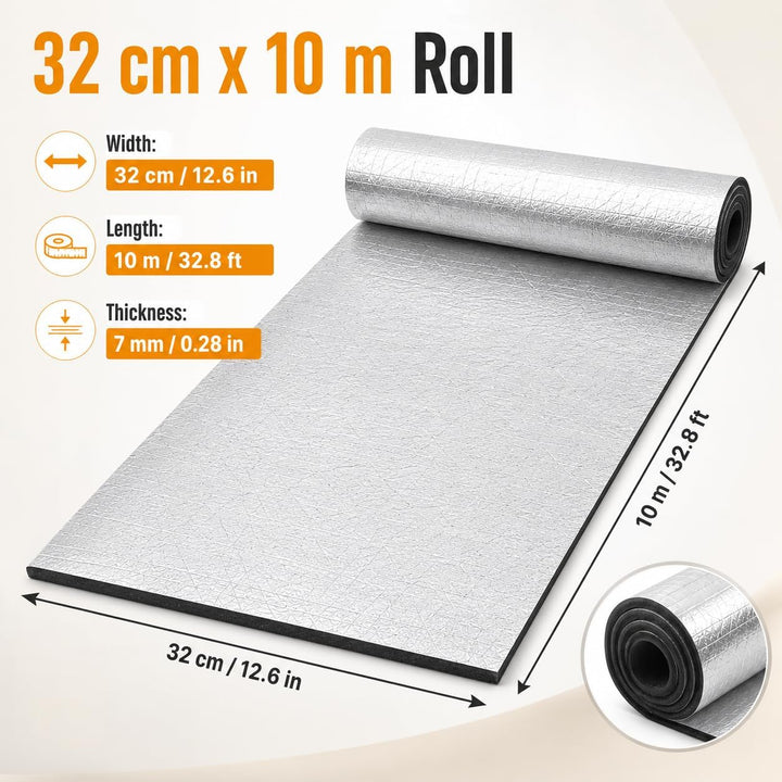FWEEK Selbstklebende Dämmplatte, 7mm Aluminium Selbstklebend Isolierfolie, Dämmung Kautschuk Isolier