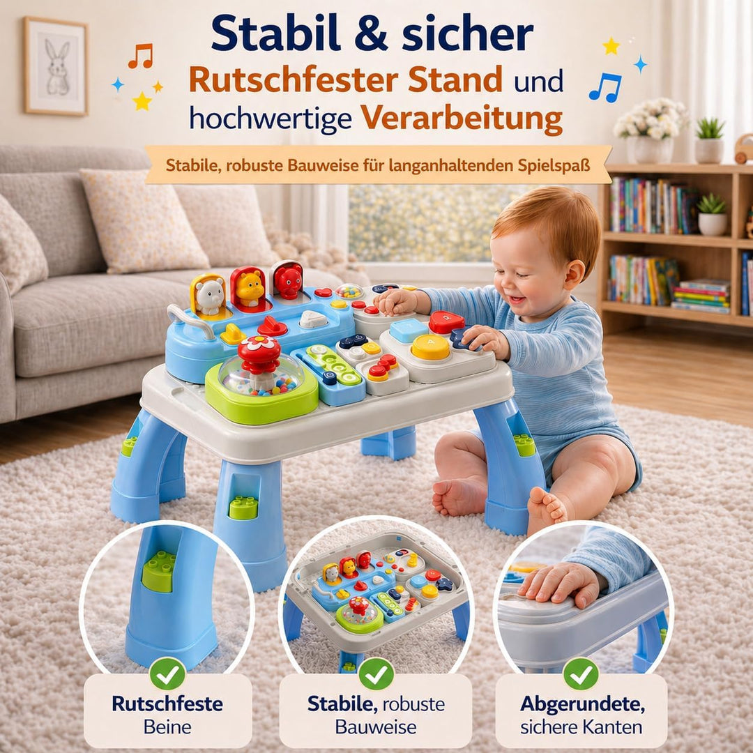 AMAYO - Baby Aktivitätstisch Montessori ab 9-36 Monate – Interaktiver Babys Entdeckertisch Spieltisc