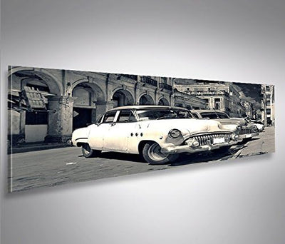 islandburner Bild Bilder auf Leinwand Taxi Cuba V2 Havanna Panorama XXL Poster Leinwandbild Wandbild