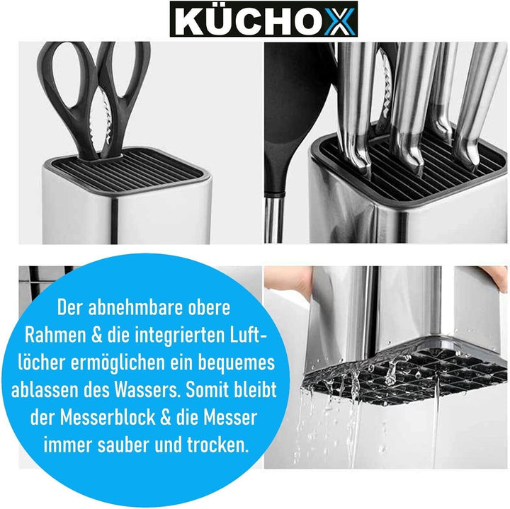KÜCHOX 2in1 Edelstahl Messerblock Küchenmesser & Küchenhelfer